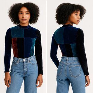 Vintage Y2K Le Chateau Crushed Velvet Bodysuit